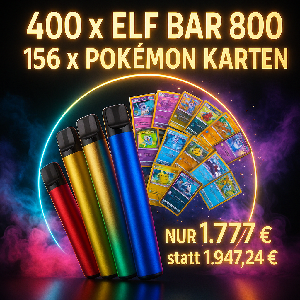 400 Elf Bar 800 + 156 Pokémon Karten – Mixangebot