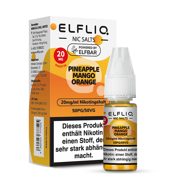 ELF BAR - Elfliq Pineapple Mango Orange - 10ML - 20MG/ML - NIKOTINSALZ